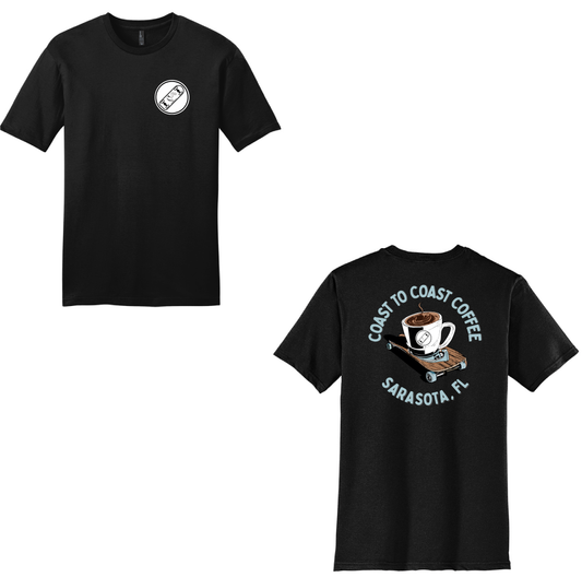 Coffee cup riding skateboard Triblend tee