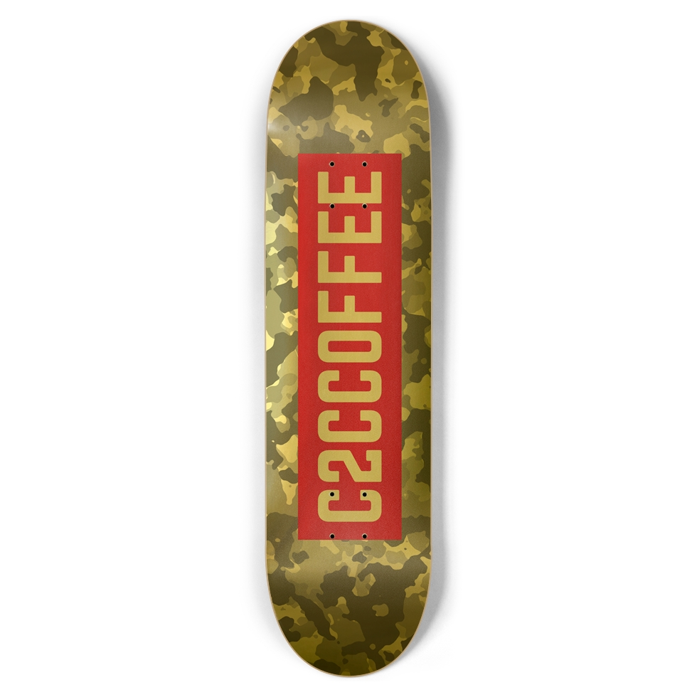 c2ccoffee golden camo skateboard