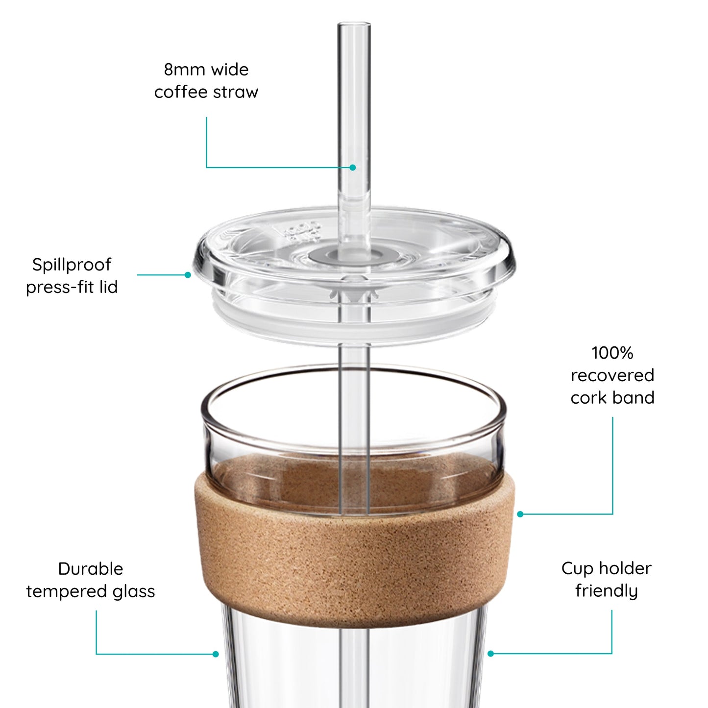 Cold Cup Cork - 16oz | Coffee Straw
