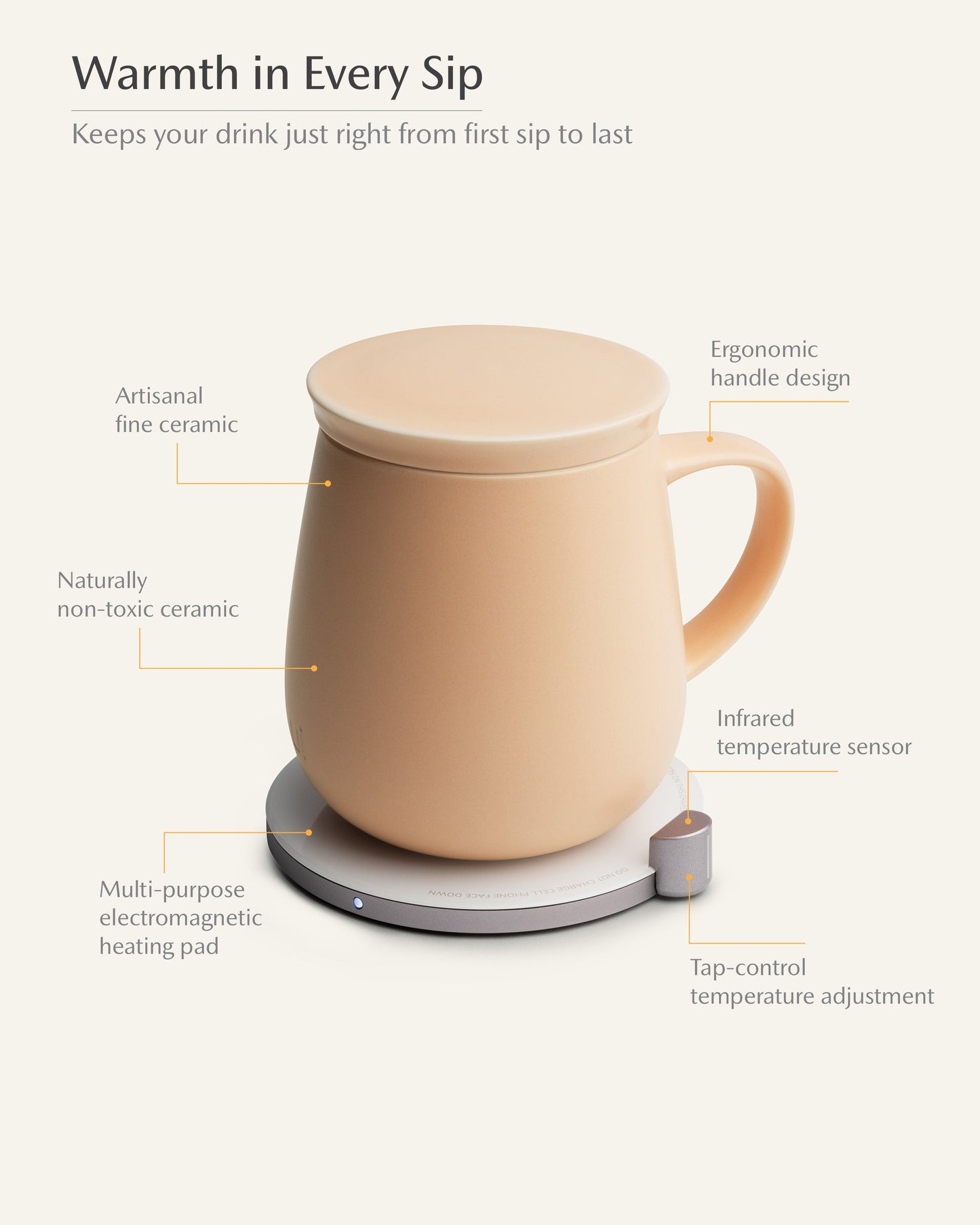 Ui Self-heating Mug Set - Rosy Apricot