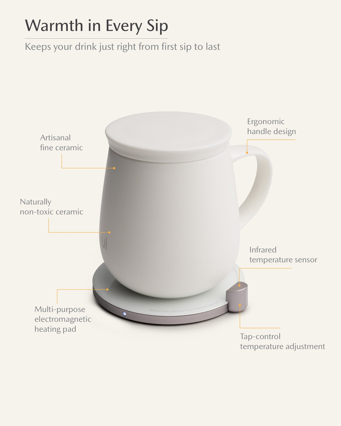 Ui Self-heating Mug Set - Jasmine White