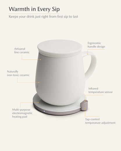 Ui Self-heating Mug Set - Jasmine White