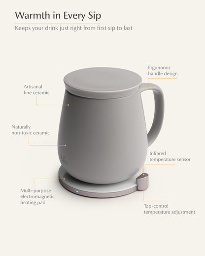 Ui+ Self-heating Mug Set - Soft Gray