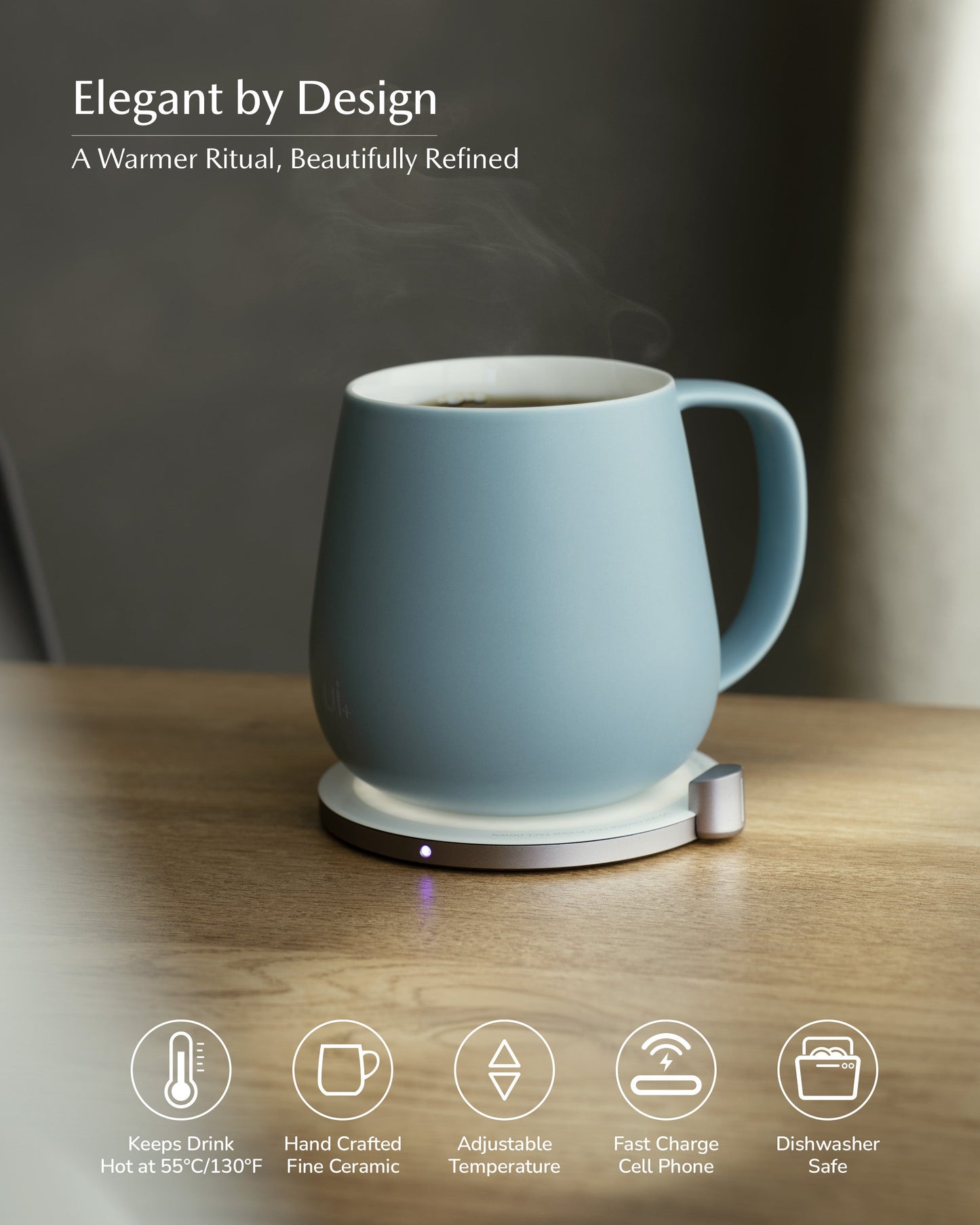 Ui+ Self-heating Mug Set -  Moonmist Blue