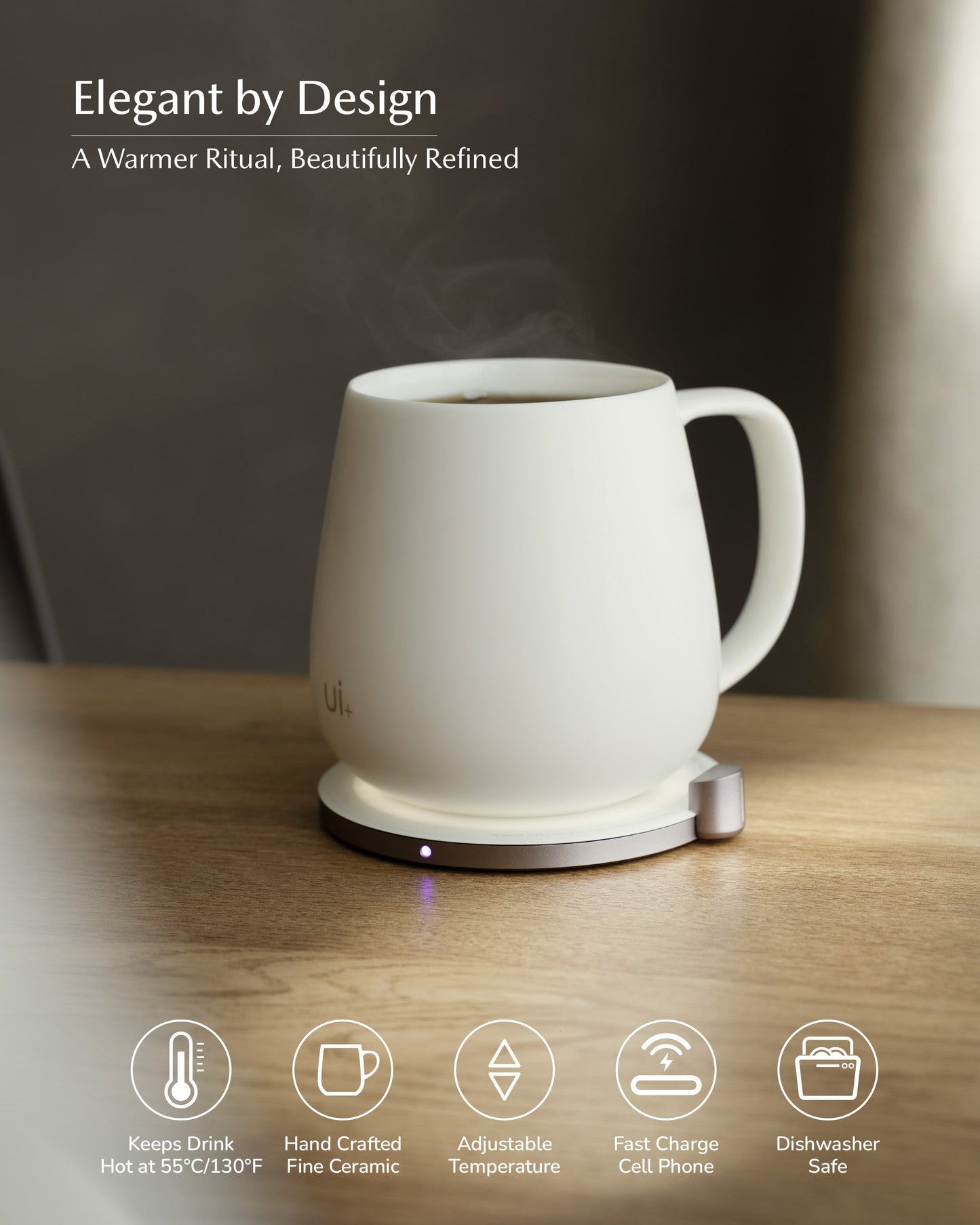 Ui+ Self-heating Mug Set - Jasmine White