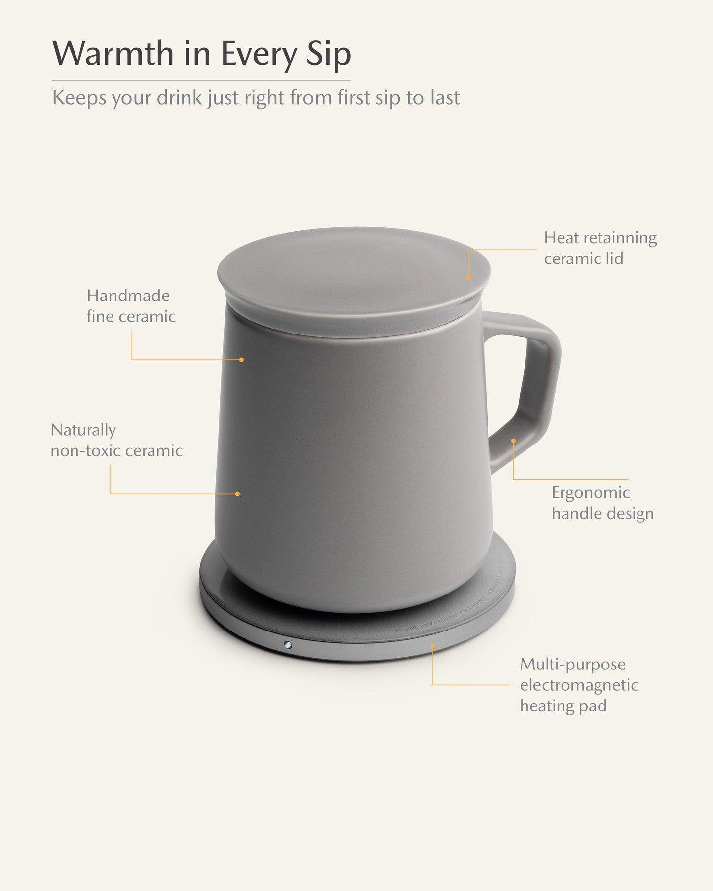 Neo Self-heating Mug Set - Soft Gray