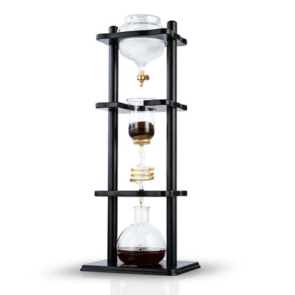 Yama Glass Cold Brew Tower – Black Straight Frame – 6–8 Cup (32 oz)