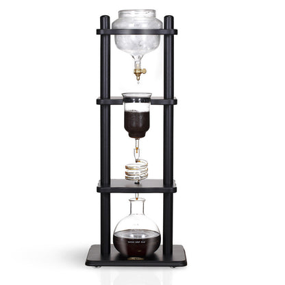 Yama Glass Cold Brew Tower – Black Straight Frame – 6–8 Cup (32 oz)