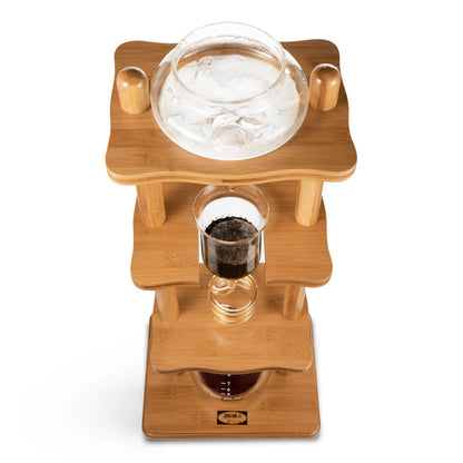 Yama Glass Cold Brew Tower – Bamboo Straight Frame – 6–8 Cup (32 oz)
