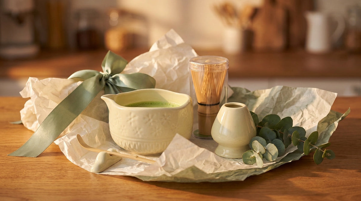Matcha Whisk Set — Bamboo Chasen + Ceramic Chawan Gift Set
