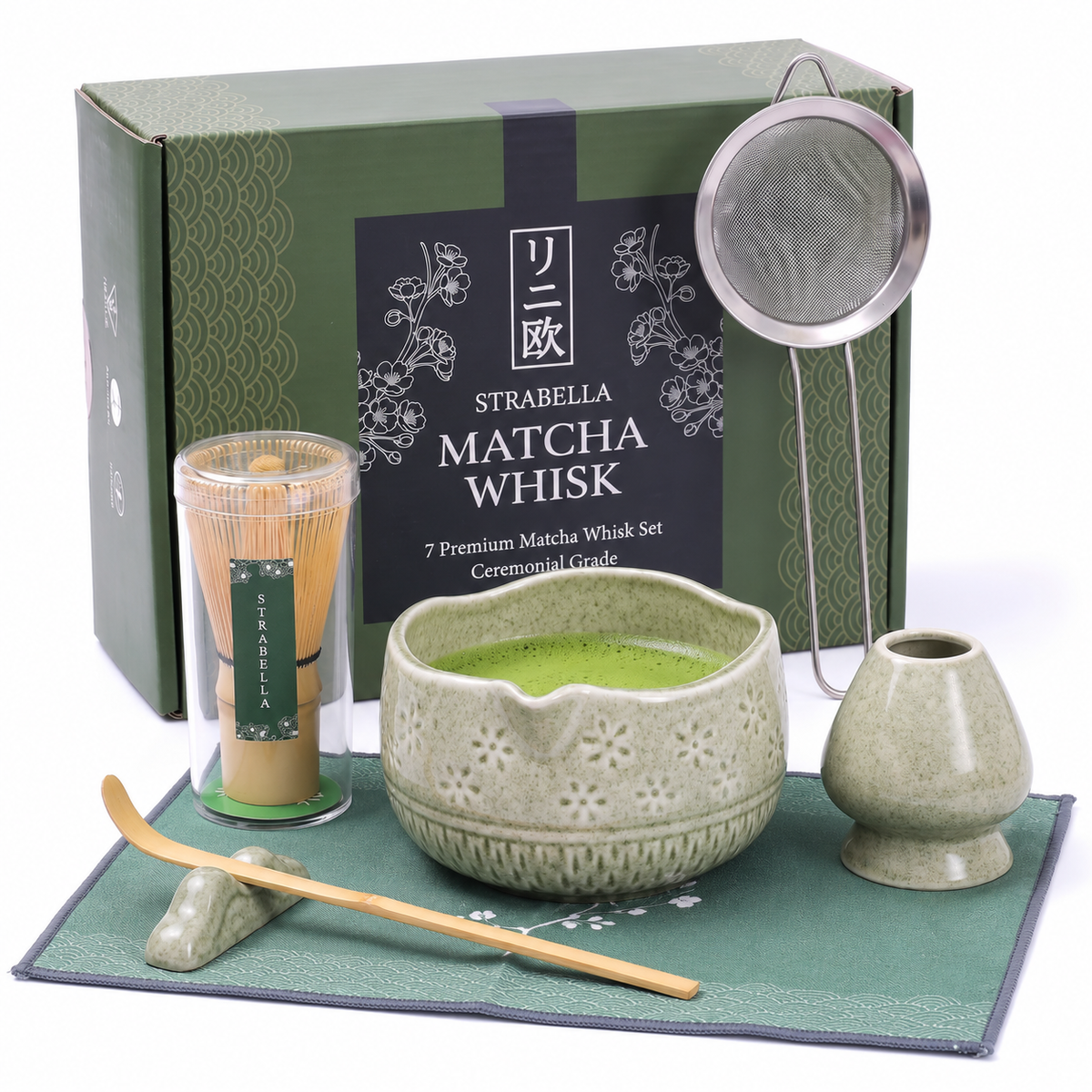 Matcha Whisk Set — Bamboo Chasen + Ceramic Chawan Gift Set
